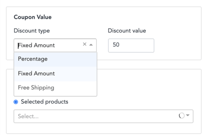 Coupon Options and Products