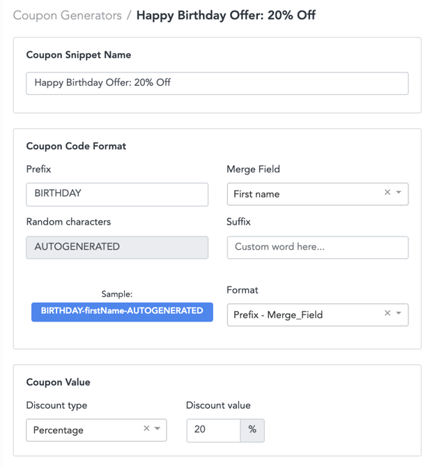Coupon Generator Interface