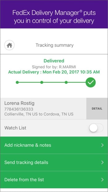 delivery email example