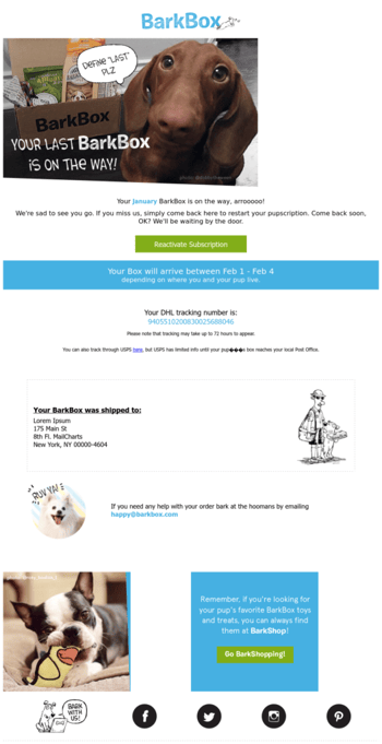 shipping confirmation email examples
