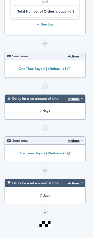 New Customer Churn Winback Workflow 2 Actions