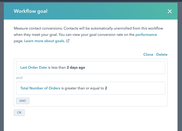 New Customer Churn Winback Workflow 3 Goal