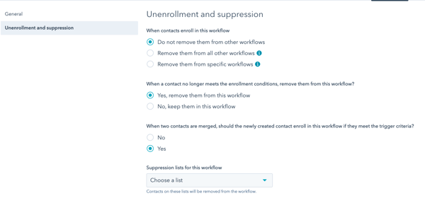 Control the unenrollment and suppression for contacts in your Magento 2 HubSpot browse abandonment campaign