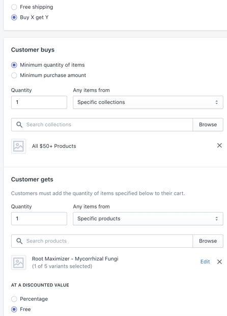 Buy X get Y in Shopify