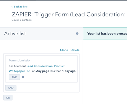 Zapier trigger from HubSpot to Klaviyo